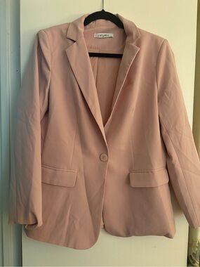 Cicybell Blush Pink Single-Button Tailored Blazer